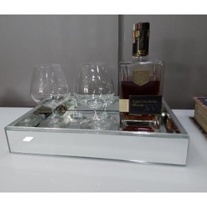 Bandeja em Vidro Prata 4mm 20x30 Parede Dupla Revestida com Eva.