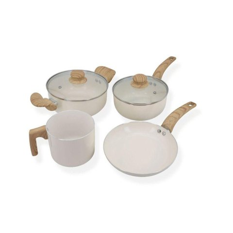 Jogo de Panelas Vanilla de Alumínio com Revestimento Cerâmico e Cabo de Baquelite - 4 Peças