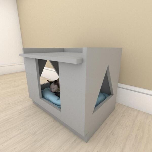 Mesa de cabeceira camapet para Gato em mdf Cinza - 1