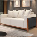 Ver imagem 1 de Sofá 03 Lugares para Sala de Estar 178 cm Khali B04 Linho Cru Couríssimo Preto - Lyam Lyam Decor
