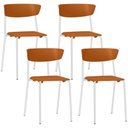 Ver imagem 1 de Kit 04 Cadeiras Empilhável Fixa Atom F02 Base Aço Branco Laranja - Lyam Decor