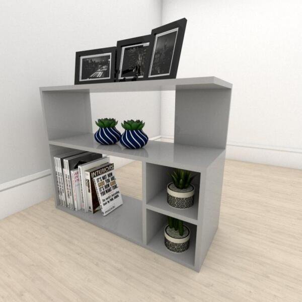 kit com 2 Mesa de cabeceira formato simples em mdf Cinza - 1