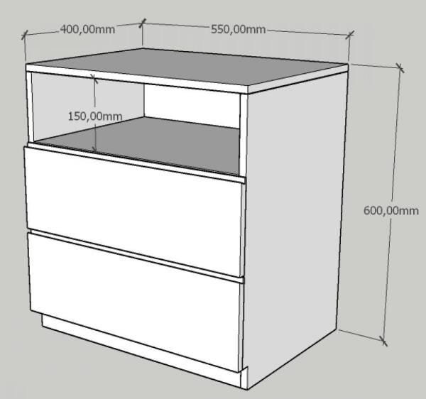 Mesa de cabeceira moderna amadeirado escuro com preto - 2