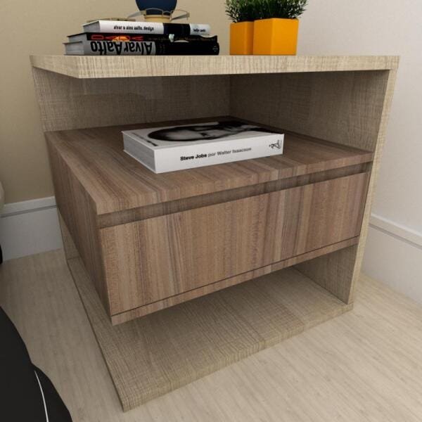 Mesa de cabeceira moderna amadeirado escuro e claro - 1