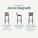Ver imagem 3 de Kit 5 Banquetas Alta para Cozinha Junco Degradê Bancada Bistrô Balcão Ilhas Área Gourmet Piscina