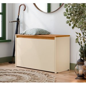 Sapateira Charme com Porta Basculante para Hall de Entrada ou Quarto - Off White com Freijó