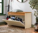Ver imagem 2 de Sapateira Charme com Porta Basculante para Hall de Entrada ou Quarto - Off White com Freijó