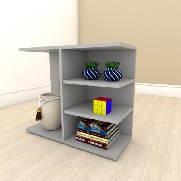 Mesa de Cabeceira slim em mdf Cinza - 1