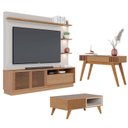 Ver imagem 1 de Estante Home Theater Campeche Freijó Off White Matte com Mesa de Centro Jeri Freijó Off White e
