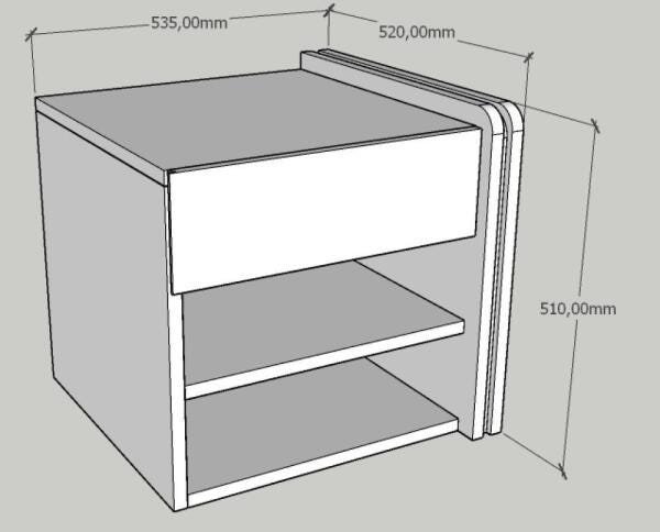 Mesa de cabeceira moderna cinza com branco - 2
