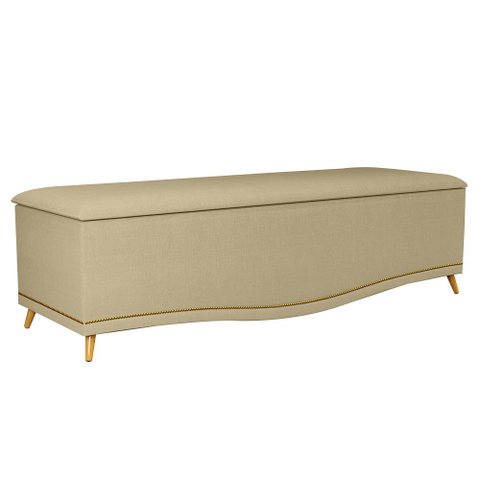 Calçadeira Baú King 195cm Imperial J02 Linho Areia - Mpozenato