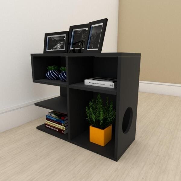 kit com 2 Mesa de cabeceira simples em mdf Preto - 1