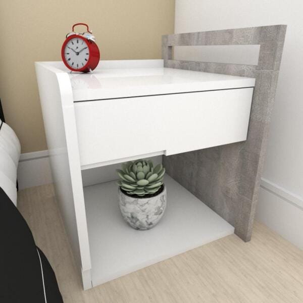 Mesa de cabeceira moderna rustico com branco - 1