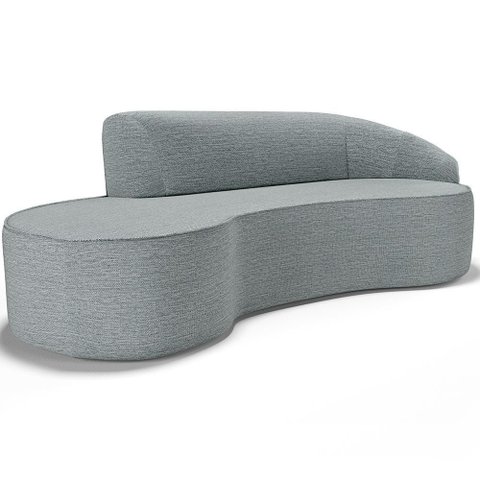 Sofá 3 Lugares Curvo Living Firenze Direito D02 Linho Cinza 180cm D-474 - Lyam