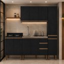 Ver imagem 1 de Kit Cozinha Milão 6 Portas com Paneleiro e Balcão Cooktop Preto