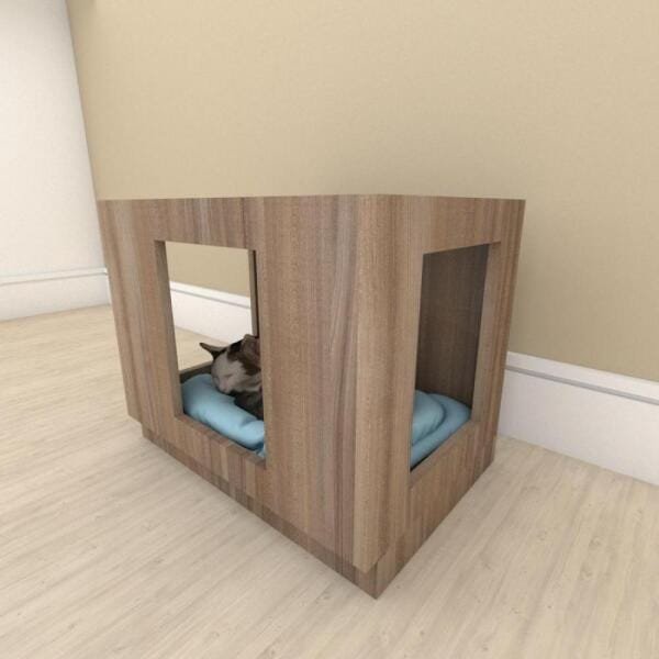 Mesa de cabeceira bercinho para Gato em mdf Amadeirado - 1