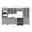 Ver imagem 4 de Armário Cozinha Modulada Completa Americana 100% MDF 350cm Provence Multimóveis Crink-CPL021 Cinza