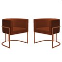 Ver imagem 3 de Kit 4 Poltronas Reforçada Decorativa Sala Nayara Base Ferro Bronze Suede Terracota