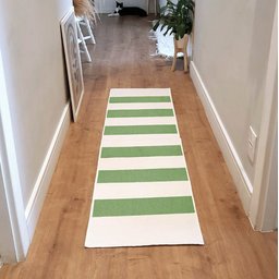Tapete Passadeira Boho Listrado 45x140cm Natural/Verde - Antiderrapante FASTLAR - 1