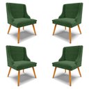 Ver imagem 1 de Kit 4 Cadeiras Decorativas Sala de Jantar Pés Palito de Madeira Firenze Suede Verde Esmeralda/Natura