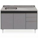 Ver imagem 5 de Balcão de Cozinha com Pia Inox Deslocada 120cm Ávila Preto/Cinza L03 - Mpozenato