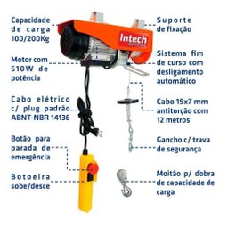 Intech Machine Elev200 Talha Guincho Elétrico 510w 200kg - 3
