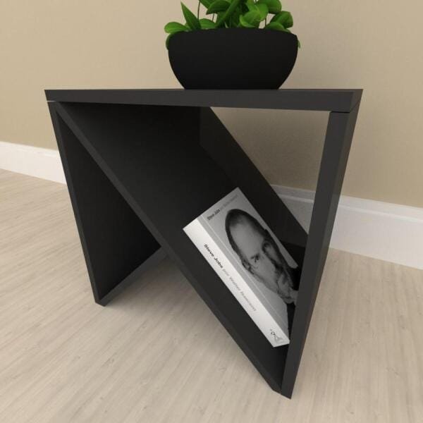 Mesa lateral sofá design, mesa de canto, em mdf Preto - 1