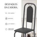 Ver mais imagens de Cadeiras para Sala de Jantar 6 Unidades Lara Prata/Preto Liso/Martelado
