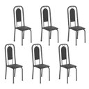 Ver imagem 1 de Cadeiras para Sala de Jantar 6 Unidades Lara Prata/Preto Liso/Martelado