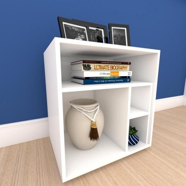 Estante para livros formato S minimalista em mdf Branco - 1