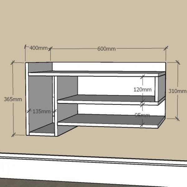 Estante Livros pequeno com nichos em mdf Cinza - 2
