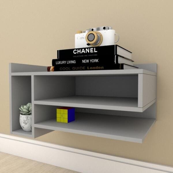 Estante Livros pequeno com nichos em mdf Cinza - 1