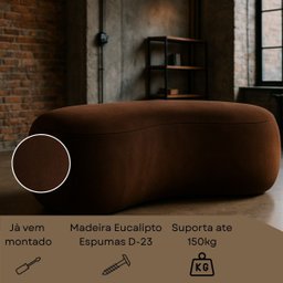 Puff Feijão Orgânico Moderno 100cm Escultural Suede Curvo - 4