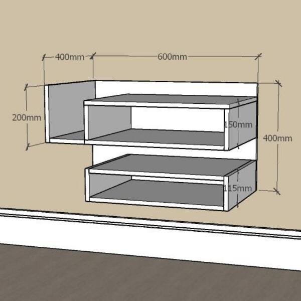 Estante Livros slim com nichos em mdf Cinza - 2