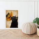 Ver imagem 2 de Quadro Gato com Girassol 33x24cm:madeira Preta