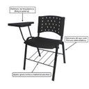 Ver imagem 2 de Kit 10 Cadeiras Universitárias com Prancheta e Porta Livros - Cor Preto - Reaplast - 32042