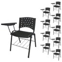 Ver imagem 1 de Kit 10 Cadeiras Universitárias com Prancheta e Porta Livros - Cor Preto - Reaplast - 32042