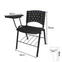Ver imagem 3 de KIT 10 Cadeiras Universitárias com Prancheta e Porta Livros - Cor Preto - REAPLAST - 32042