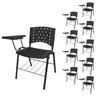 KIT 10 Cadeiras Universitárias com Prancheta e Porta Livros - Cor Preto - REAPLAST - 32042 - 1