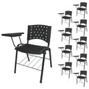 Ver imagem 1 de KIT 10 Cadeiras Universitárias com Prancheta e Porta Livros - Cor Preto - REAPLAST - 32042