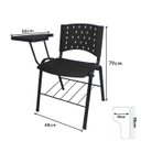 Ver imagem 3 de Kit 10 Cadeiras Universitárias com Prancheta e Porta Livros - Cor Preto - Reaplast - 32042