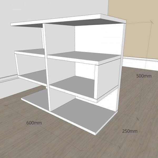 Estante para livros minimalista com nicho em mdf Cinza - 2