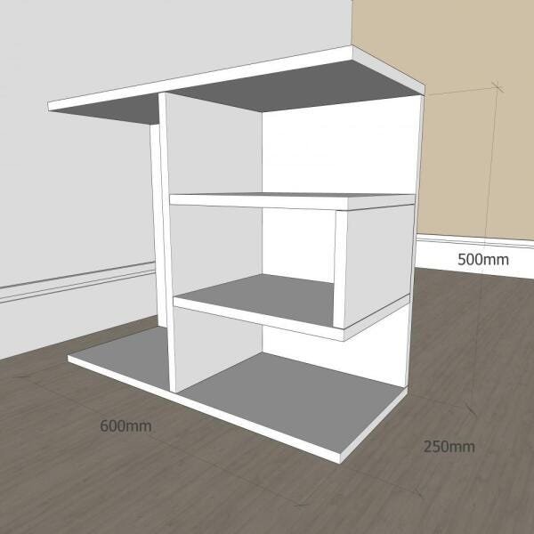 Estante para livros moderna com 3 niveis em mdf Preto - 2