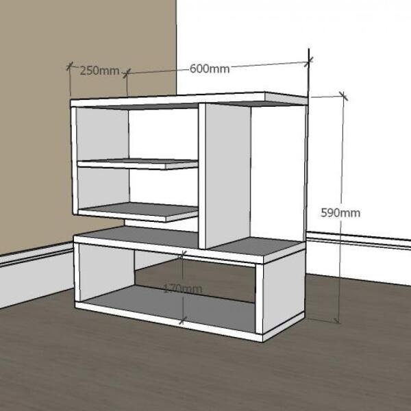 Estante para livros slim em mdf Cinza - 2