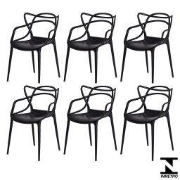 Conjunto 6 Cadeiras Allegra Preto em Polipropileno - 1