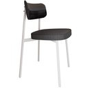 Ver imagem 5 de Kit 06 Cadeiras Estofada para Sala de Jantar Astrid Branco C01 Linho Preto Courino Preto - Lyam