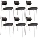 Ver imagem 1 de Kit 06 Cadeiras Estofada para Sala de Jantar Astrid Branco C01 Linho Preto Courino Preto - Lyam