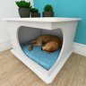 Mesa de cabeceira caminha cão mdf cor cinza com branco - 1