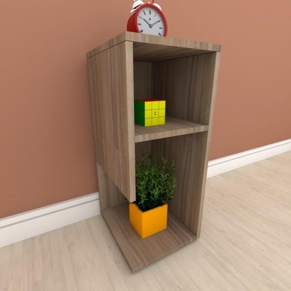 Mesa lateral para sofá formato simples em mdf Amadeirado - 1