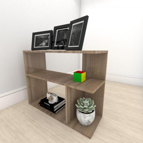 Mesa lateral para sofá formato simples em mdf Amadeirado - 1